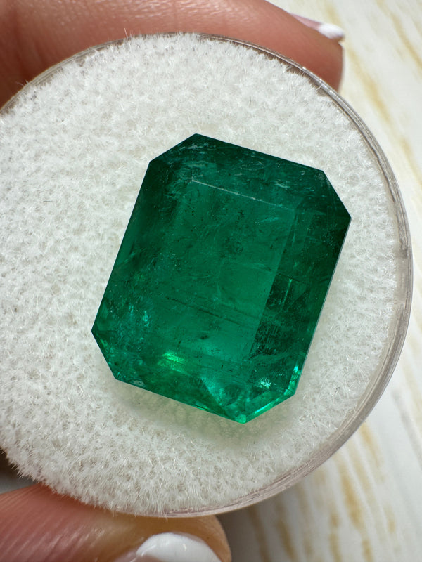 8.60 Carat 13.5x11 Deep Green Emerald Cut Loose Zambian Emerald-Emerald Cut