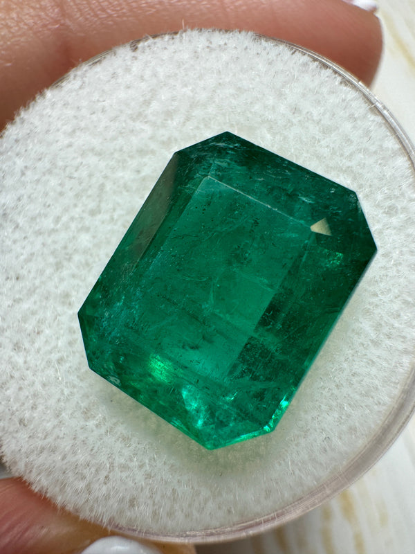8.60 Carat 13.5x11 Deep Green Emerald Cut Loose Zambian Emerald-Emerald Cut