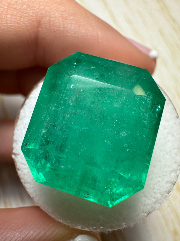 Large 23.85 Carat HUGE 17x15.6 Classic Natural Loose Colombian Emerald- Emerald Cut