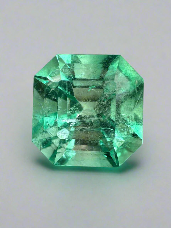 Large 10.49 Carat 13x13 Gemmy/Vibrant Natural Loose Colombian Emerald-Classic Asscher Cut