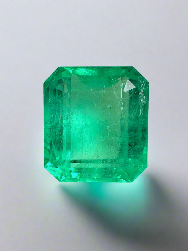 Large 13.82 Carat 15x14 Loose Colombian Emerald- Emerald Cut
