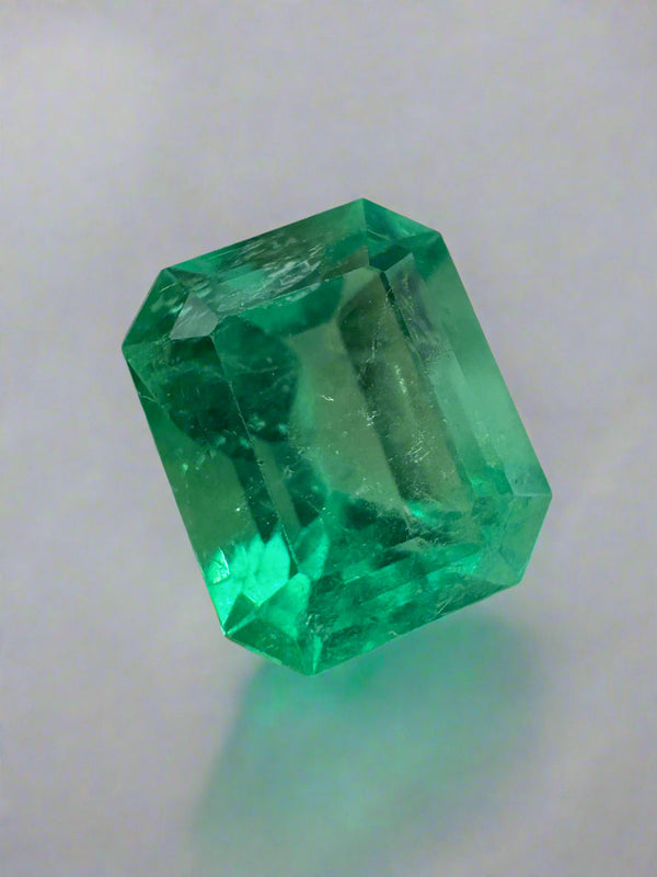 2.47 Carat 9x7 Yellowish Green Natural Loose Colombian Emerald- Emerald Cut