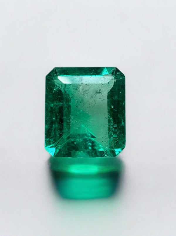 0.90 Carat 7x6 Vivid Green Natural Loose Colombian Emerald- Emerald Cut