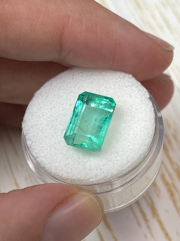 5.55 Carat 12x8 Pastel Green Natural Loose Colombian Emerald- Emerald Cut