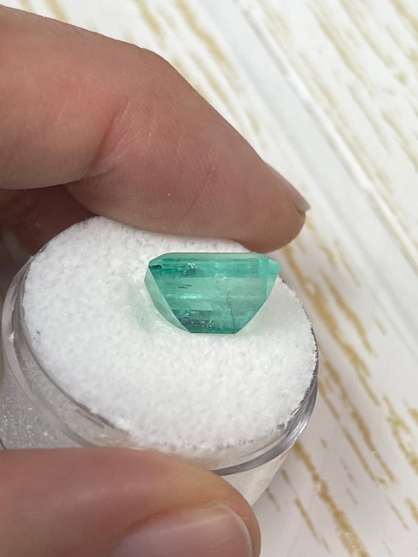 5.55 Carat 12x8 Pastel Green Natural Loose Colombian Emerald- Emerald Cut