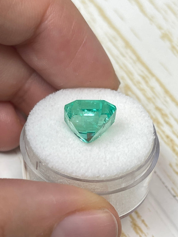 5.56 Carat 10.6x10.6 Spring Green Natural Loose Colombian Emerald-Asscher Cut