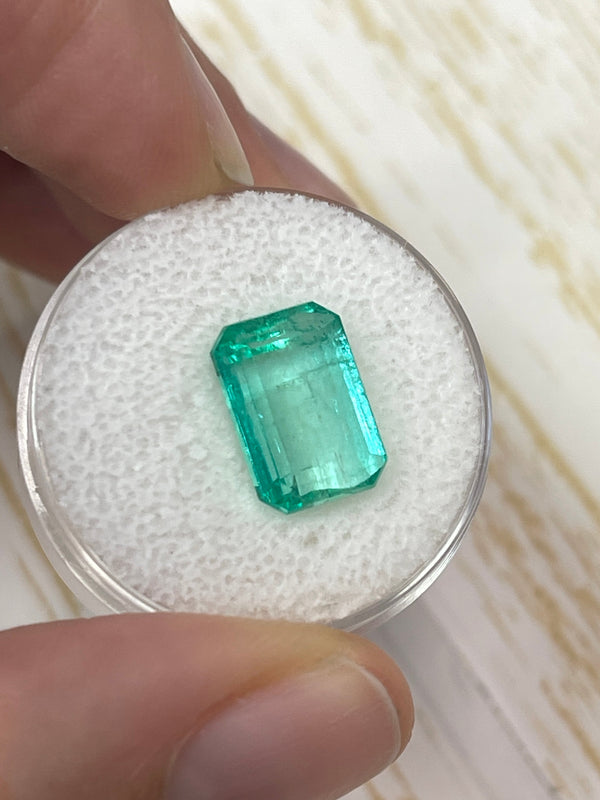 5.76 Carat 12x8 Clear Green Natural Loose Colombian Emerald- Emerald Cut
