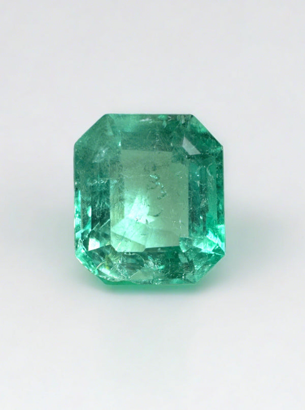 1.60 Carat 7.5x6.5 Pastel Light Green Loose Colombian Emeralds-Emerald Cut