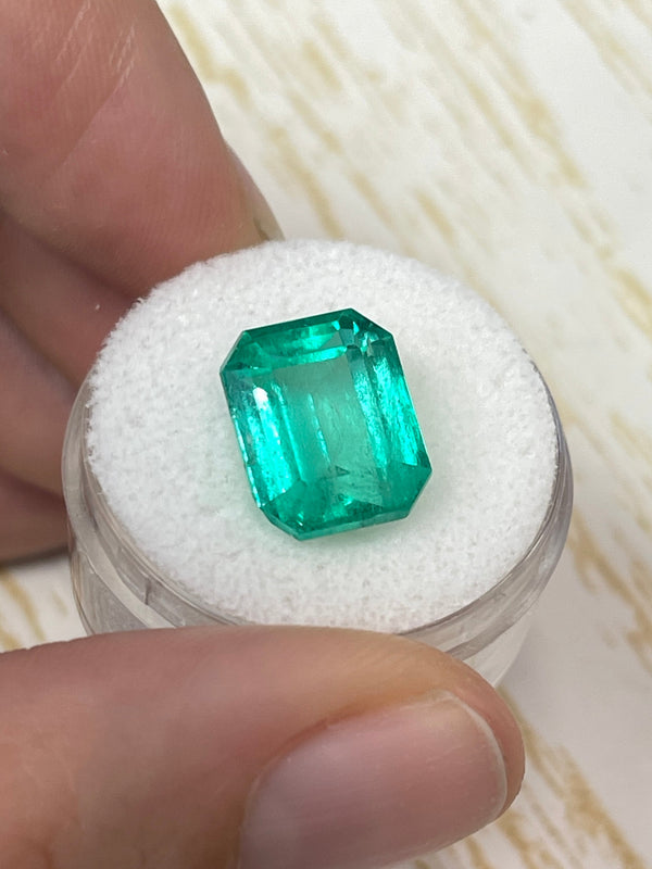 7.22 Carat 13x10 Bluish Green Loose Colombian Emerald- Emerald Cut
