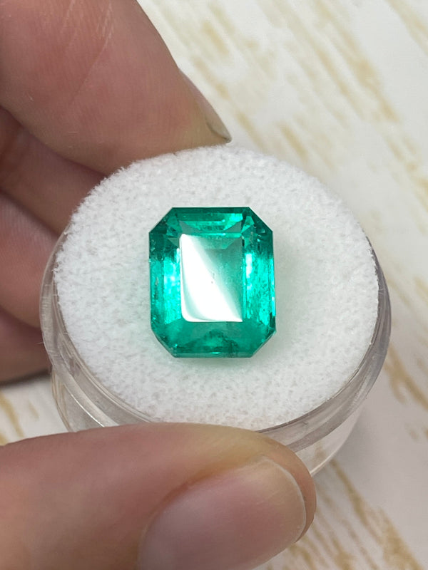 7.22 Carat 13x10 Bluish Green Loose Colombian Emerald- Emerald Cut