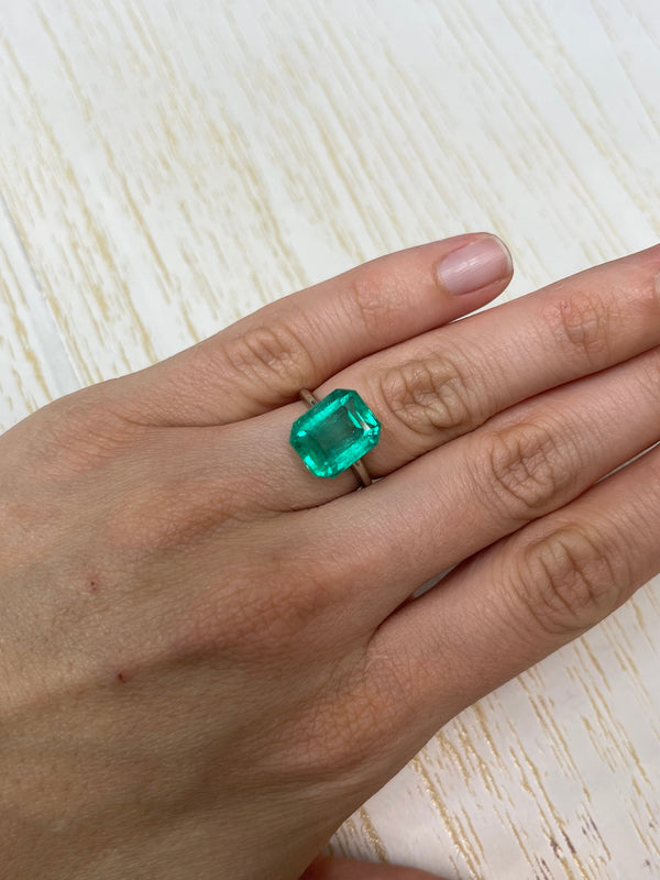 7.22 Carat 13x10 Bluish Green Loose Colombian Emerald- Emerald Cut