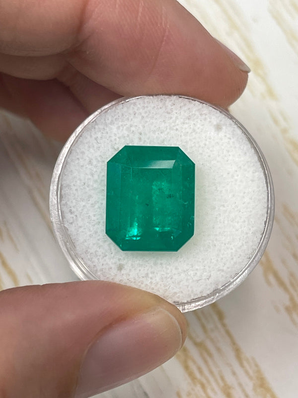 7.51 Carat 13.5x11 Deep Forest Green Emerald Cut Loose Colombian Emerald-Emerald Cut