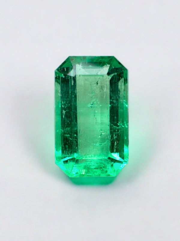 1.68 Carat 9x6 Yellowish Green Natural Loose Colombian Emerald- Emerald Cut
