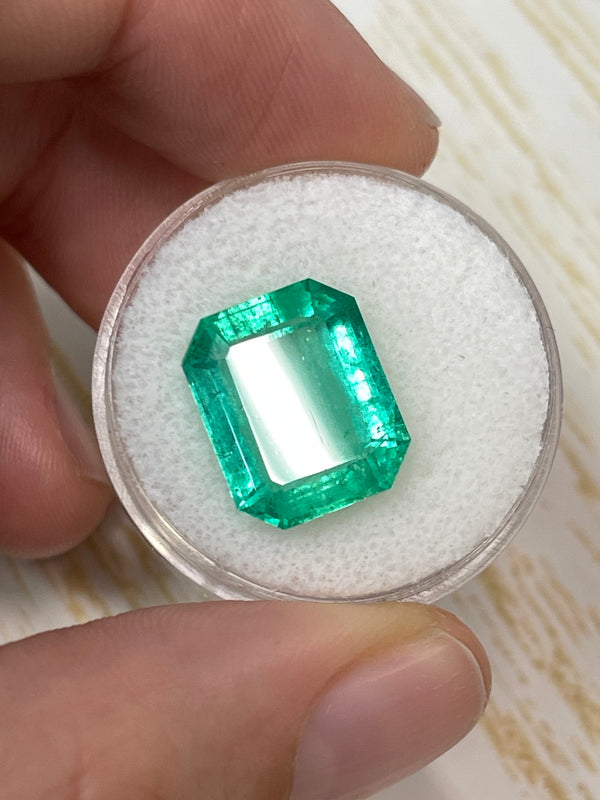 8.20 Carat 14x11.4 Medium Green Emerald Cut Loose Colombian Emerald-Emerald Cut