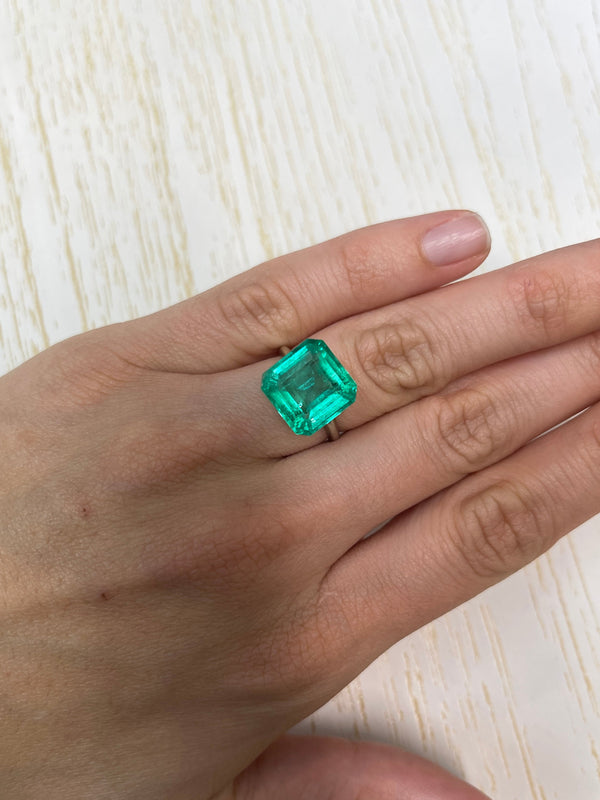 8.81 Carat 12.5x12.5 Glowing Green Natural Loose Colombian Emerald-Asscher Cut