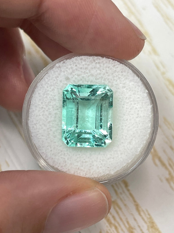 Large 10.26 Carat 13x11 VS Jyotish Green Emerald Cut Loose Colombian Emerald-Emerald Cut