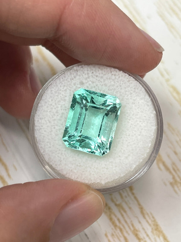 Large 10.26 Carat 13x11 VS Jyotish Green Emerald Cut Loose Colombian Emerald-Emerald Cut