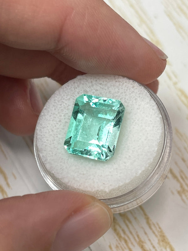 Large 10.26 Carat 13x11 VS Jyotish Green Emerald Cut Loose Colombian Emerald-Emerald Cut