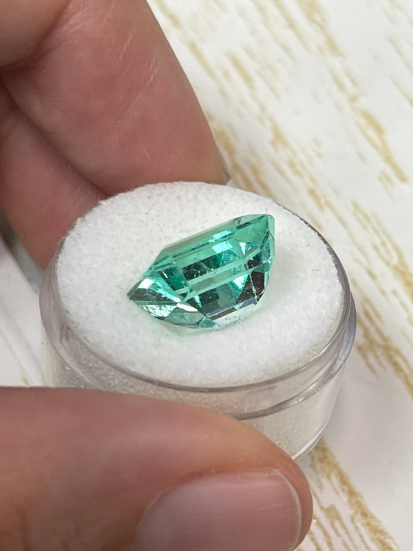 Large 10.26 Carat 13x11 VS Jyotish Green Emerald Cut Loose Colombian Emerald-Emerald Cut