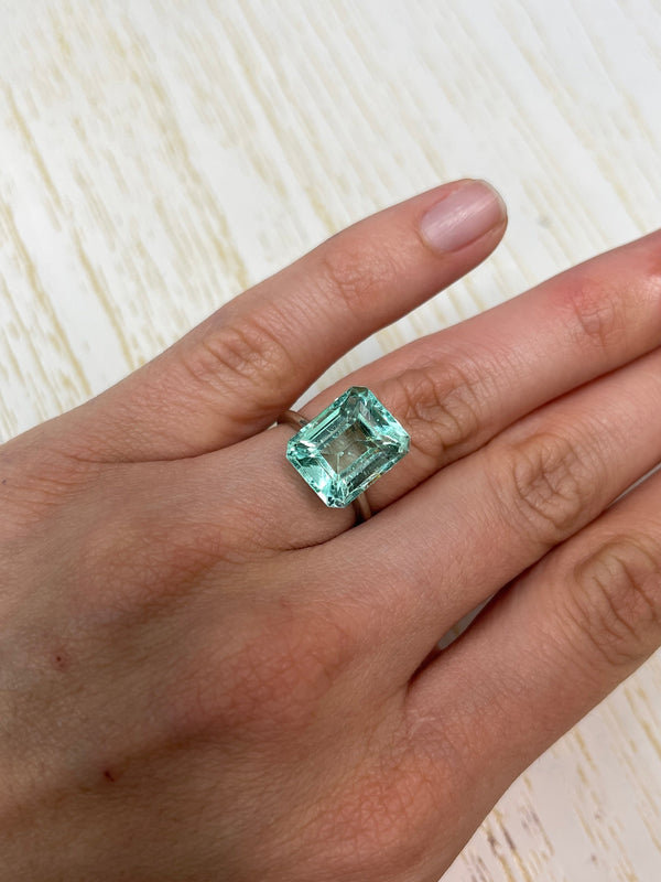 Large 10.26 Carat 13x11 VS Jyotish Green Emerald Cut Loose Colombian Emerald-Emerald Cut
