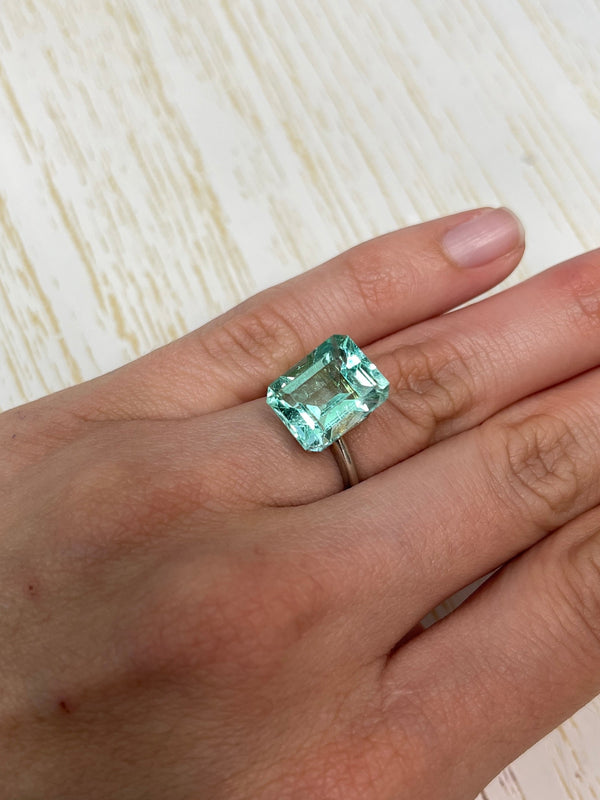 Large 10.26 Carat 13x11 VS Jyotish Green Emerald Cut Loose Colombian Emerald-Emerald Cut