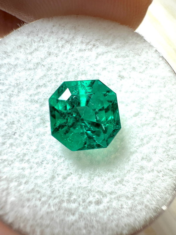 1.80 Carat 7.3x7.3 AAA+ Muzo Green Asscher Cut Natural Unset Colombian Emerald