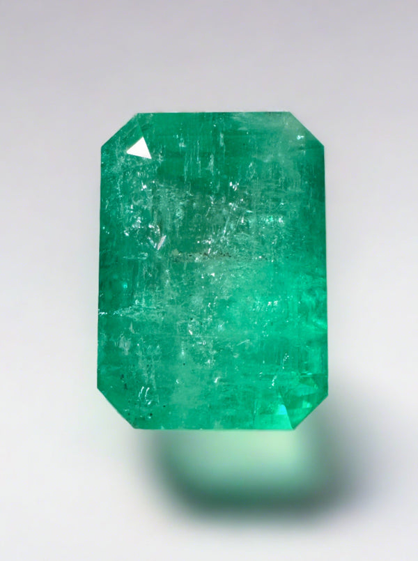 Large 10.03 Carat Earthy Brick 14x10 Green Emerald Cut Loose Colombian Emerald-Emerald Cut
