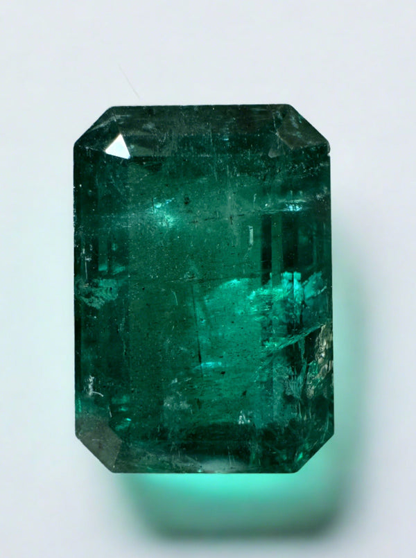 Large 10.99 Carat 15x11 Elongated Deep Green Natural Loose Zambian- Emerald Cut