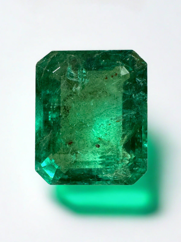 Large 11.54 Carat 15x12.5 HUGE Vibrant Green Natural Loose Zambian- Emerald Cut