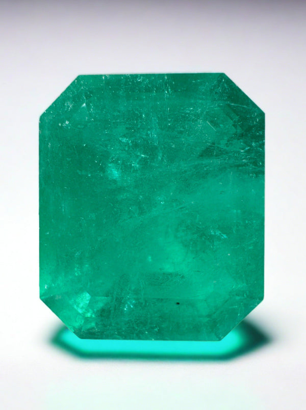 Large 12.31 Carat 15.5 x13 Bluish Green Natural Loose Colombian Emerald- Emerald Cut