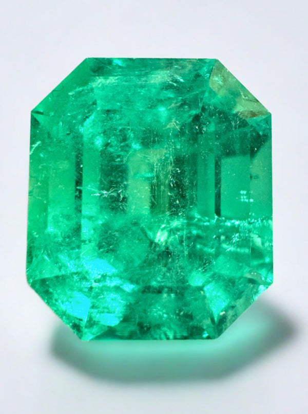 Large 13.22 Carat GIA CERTIFIED 15x13 Muzo Yellowish Green Natural Loose Colombian Emerald- Emerald Cut
