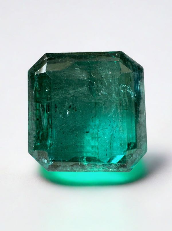 Large 14.76 Carat 14x14 Dark Green Natural Loose Zambian- Asscher Cut