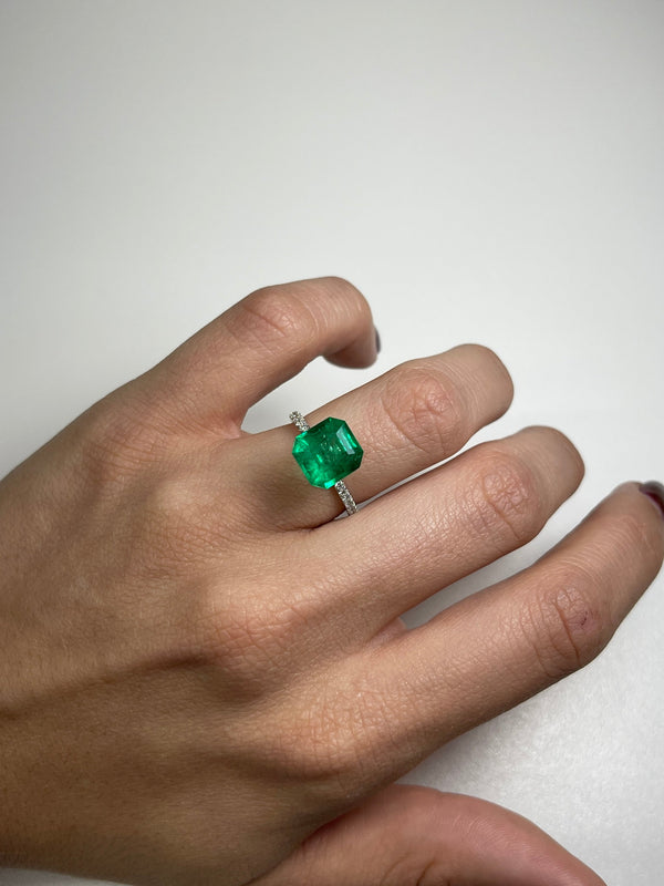 3.81 Carat AAA Vivid Muzo Natural Loose Colombian Emerald-Asscher Cut