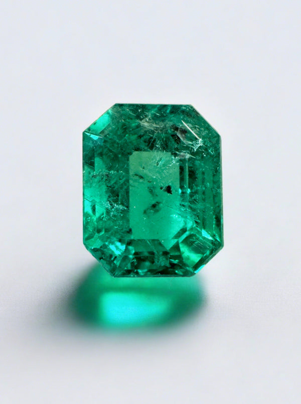 2.12 Carat 9x7 Freckled Bluish Green Natural Loose Colombian Emerald- Emerald Cut