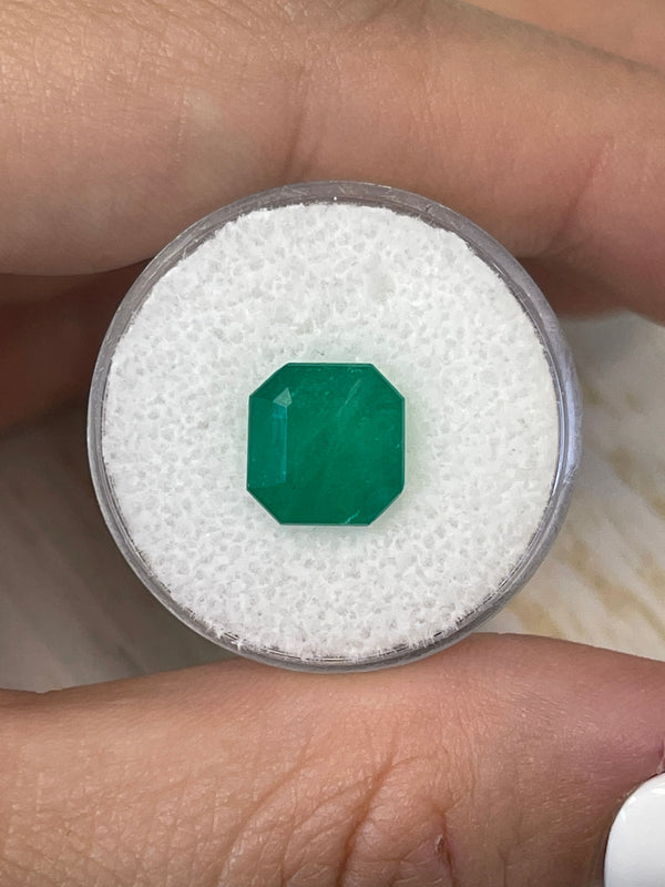 3.74 Carat 9.6x9.2 Forest Green Colombian Emerald-Asscher Cut with Clipped Corners
