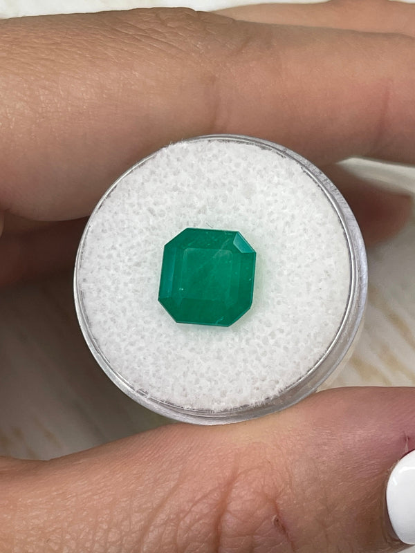 3.74 Carat 9.6x9.2 Forest Green Colombian Emerald-Asscher Cut with Clipped Corners