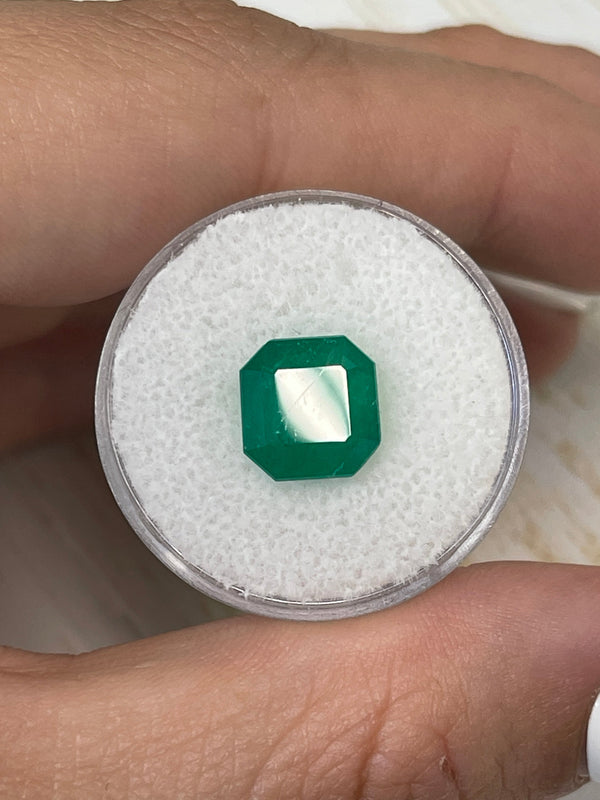 3.74 Carat 9.6x9.2 Forest Green Colombian Emerald-Asscher Cut with Clipped Corners