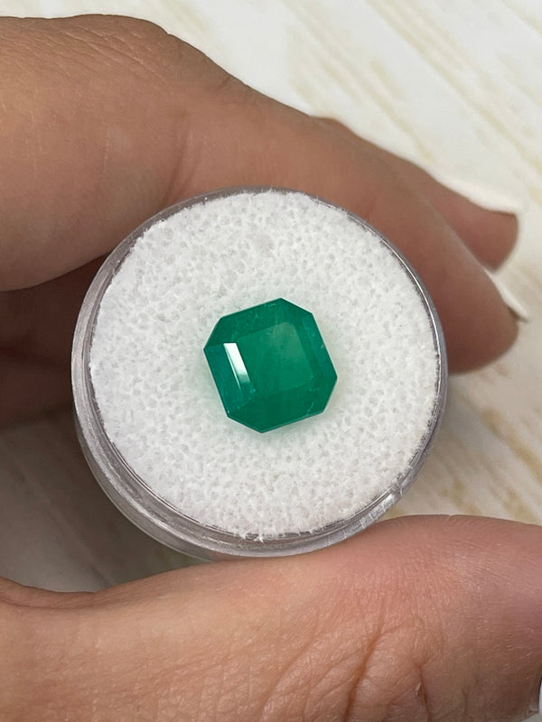 3.74 Carat 9.6x9.2 Forest Green Colombian Emerald-Asscher Cut with Clipped Corners