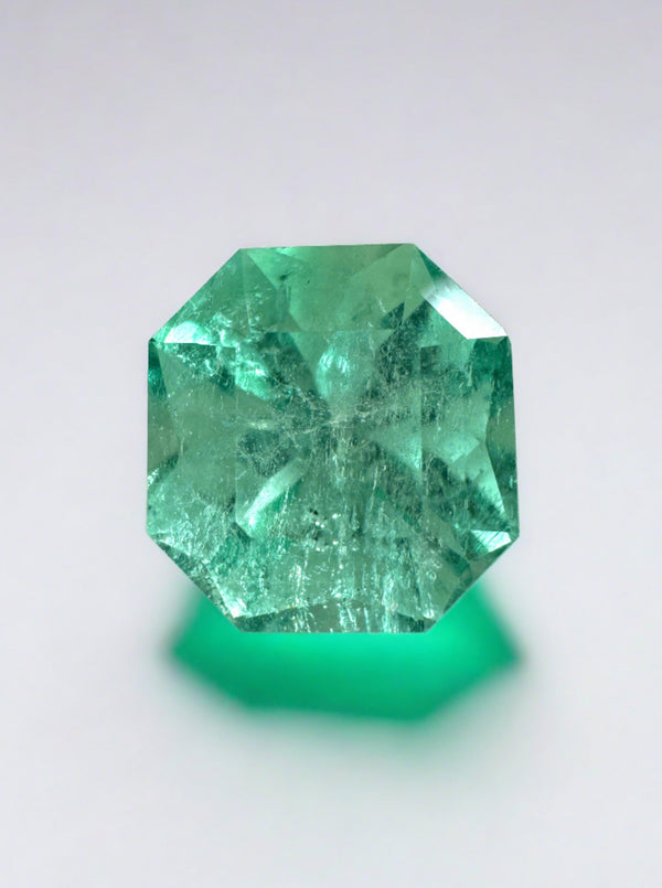 2.57 Carat 8.6x8.3 Minty Art Deco Loose Colombian Emerald-Asscher Cut Clipped Corners