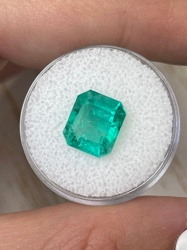 4.17 Carat 11x9 Bluish Green Natural Loose Colombian Emerald-Classic Emerald Cut