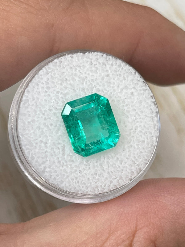 4.17 Carat 11x9 Bluish Green Natural Loose Colombian Emerald-Classic Emerald Cut