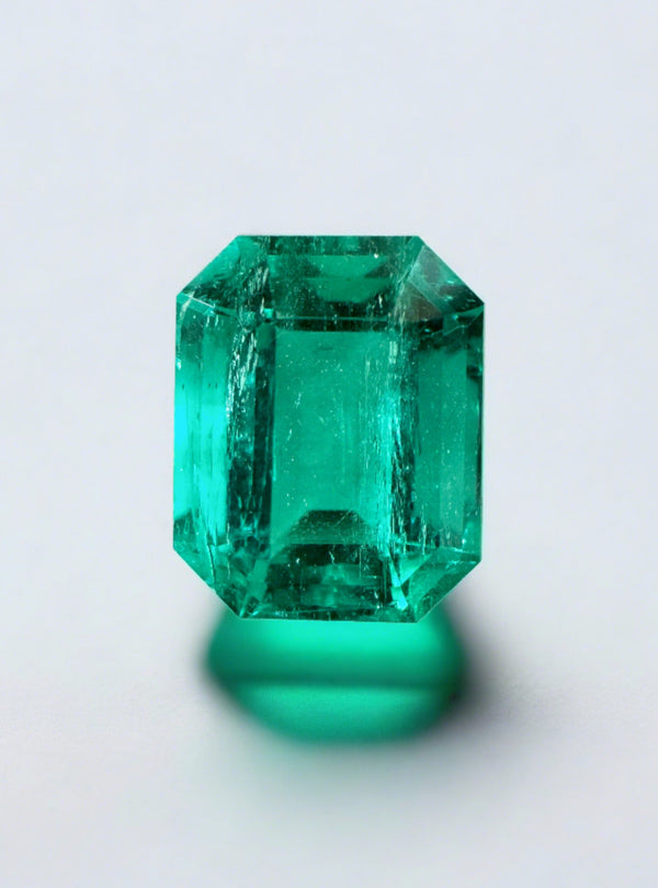 2.71 Carat AAA+ GIA Certified 9x7.5 Vivid Bluish Green Natural Loose Colombian Emerald- Emerald Cut