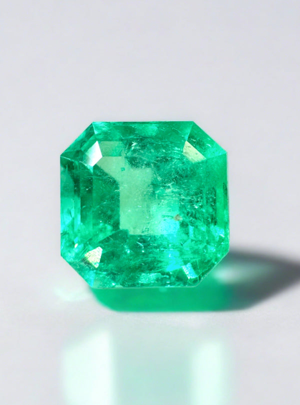 2.71 Carat Electric Yellowish Green Natural Loose Colombian Emerald- Asscher Cut