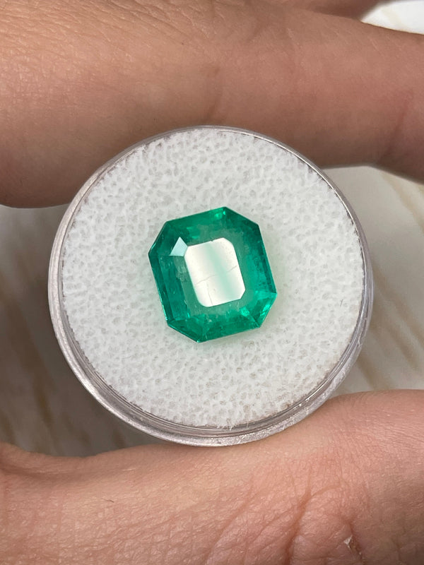 4.56 Carat 11x10 Spready Natural Loose Colombian Emerald-Emerald Cut