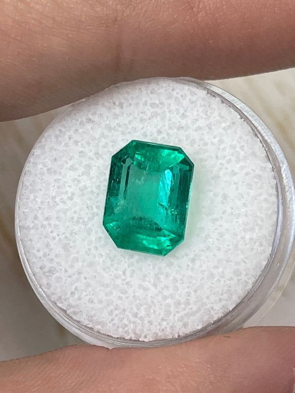 4.64 Carat 11x9 Vivacious Bluish Classic Green Natural Loose Colombian Emerald-Emerald Cut