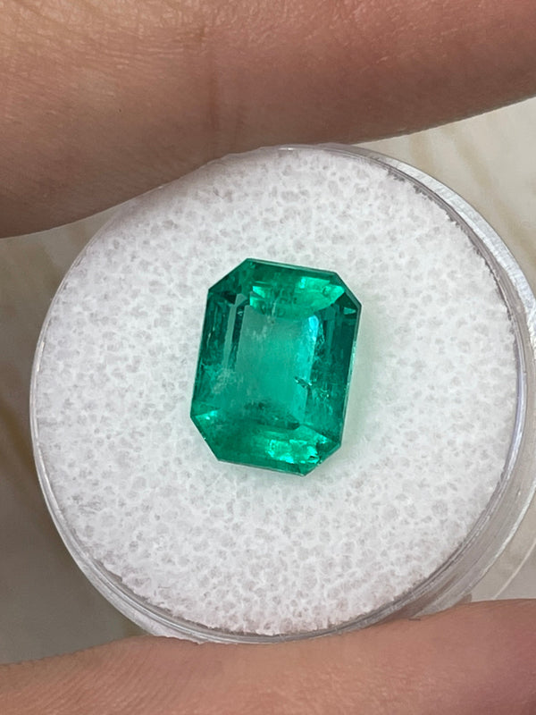 4.64 Carat 11x9 Vivacious Bluish Classic Green Natural Loose Colombian Emerald-Emerald Cut