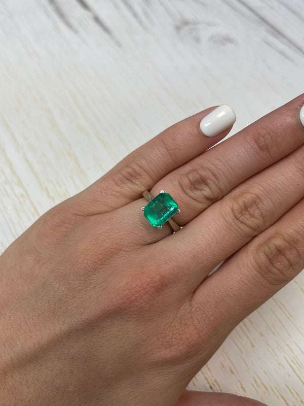 4.64 Carat 11x9 Vivacious Bluish Classic Green Natural Loose Colombian Emerald-Emerald Cut