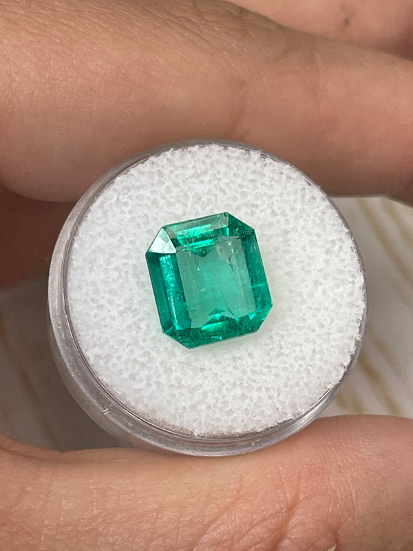 4.72 Carat 11x10 Spready Bluish Natural Loose Colombian Emerald-Asscher Cut