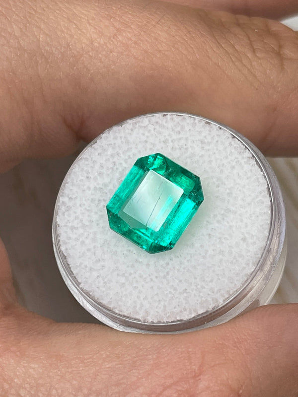 4.72 Carat 11x10 Spready Bluish Natural Loose Colombian Emerald-Asscher Cut