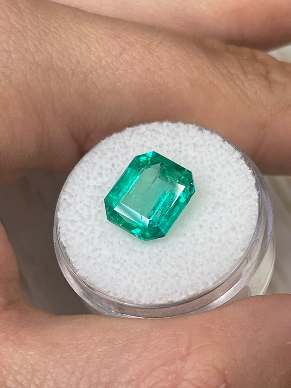 4.72 Carat 11x10 Spready Bluish Natural Loose Colombian Emerald-Asscher Cut